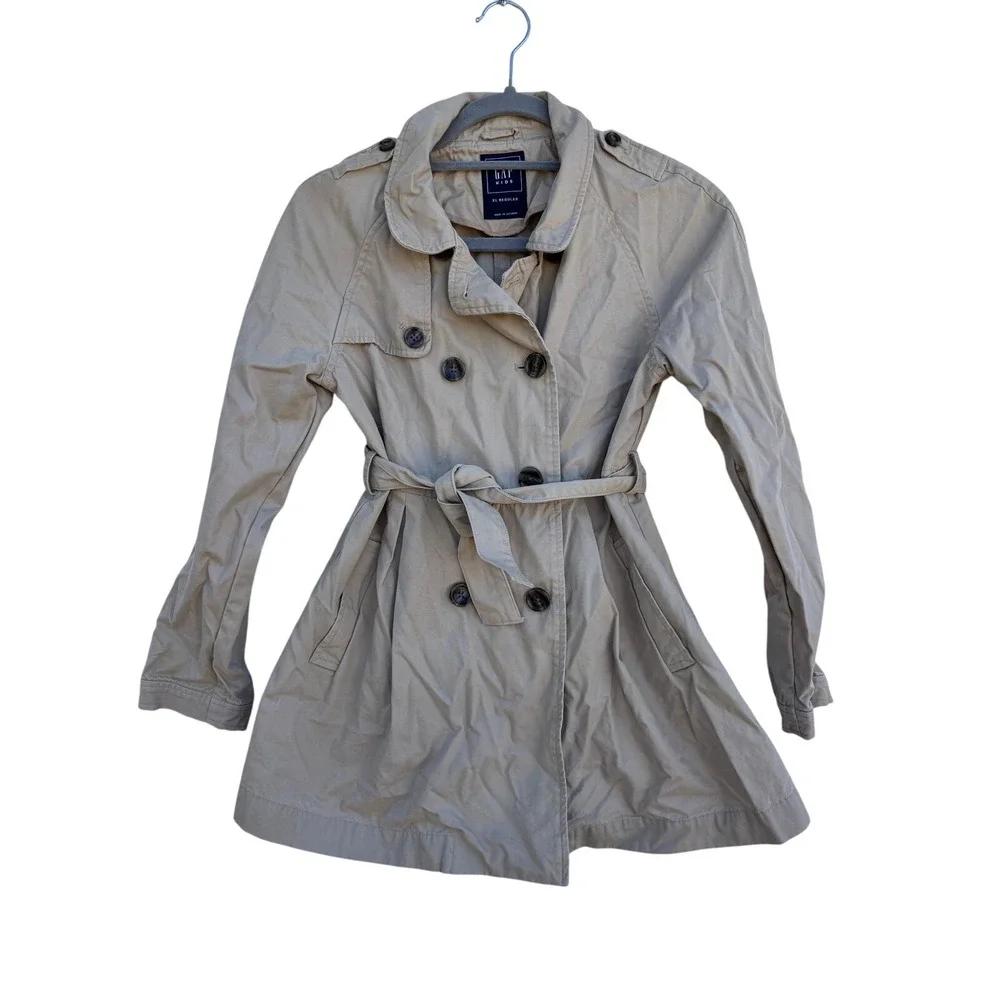 GAP Kids Trench Coat, Tan, Tie Waist, Double Breasted, Size‎ XL Regular
